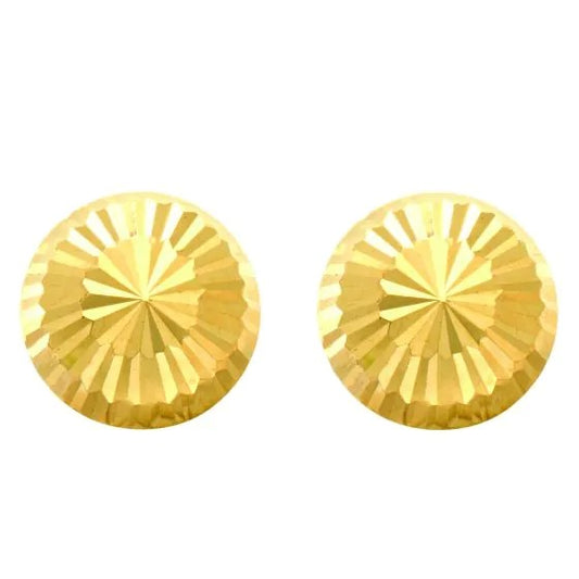 14K Yellow Gold Large 8mm Diamond Cut Burst Post Earring