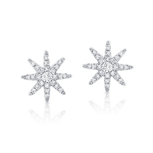 14k White Gold 0.11Ct Diamond Star Earring