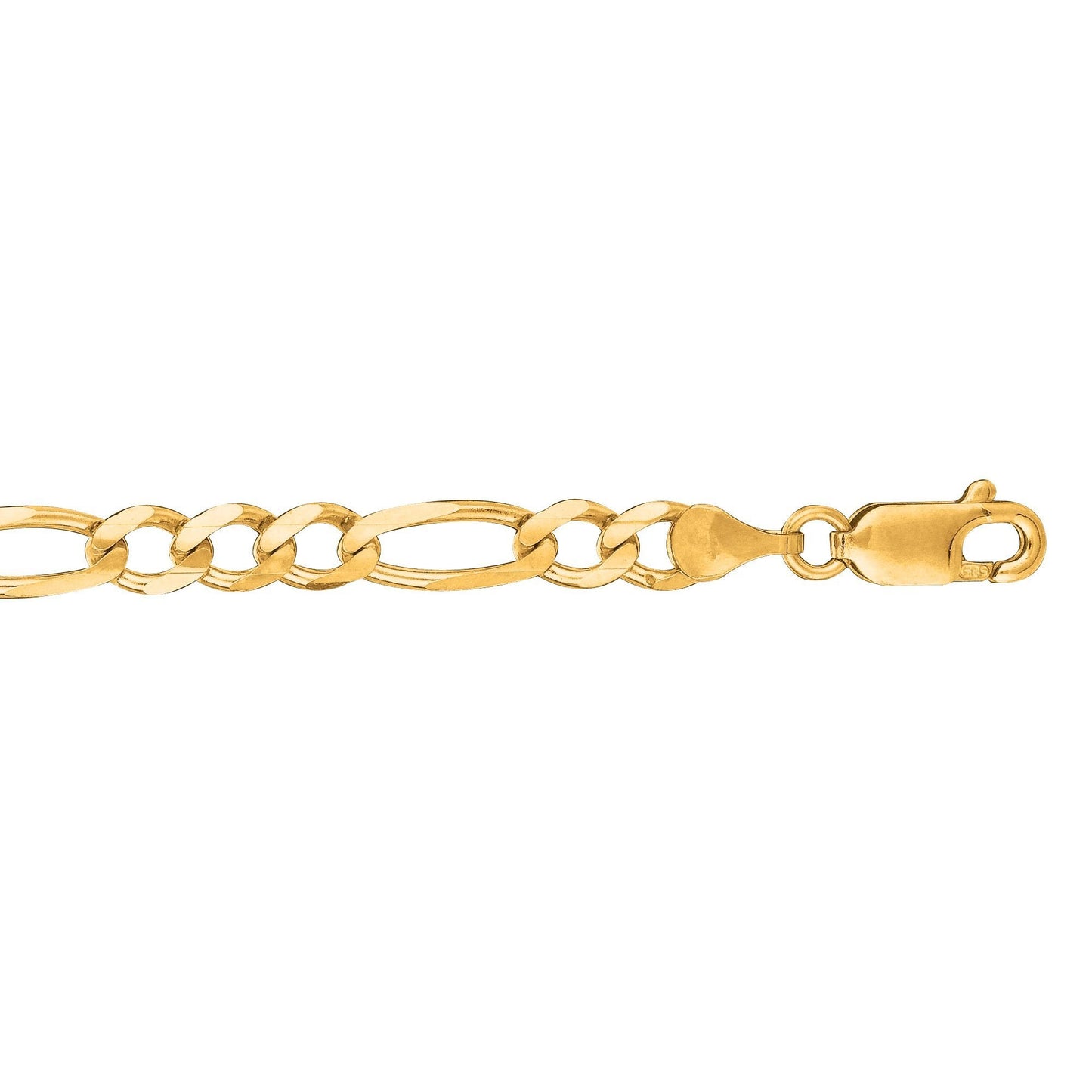 14k Yellow Gold Figaro Bracelet 4.5mm wide, 8 Inch Long with Lobster Clasp