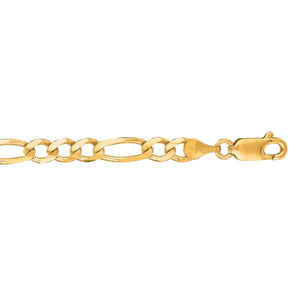 14k Yellow Gold Figaro Bracelet 4.5mm wide, 8 Inch Long with Lobster Clasp