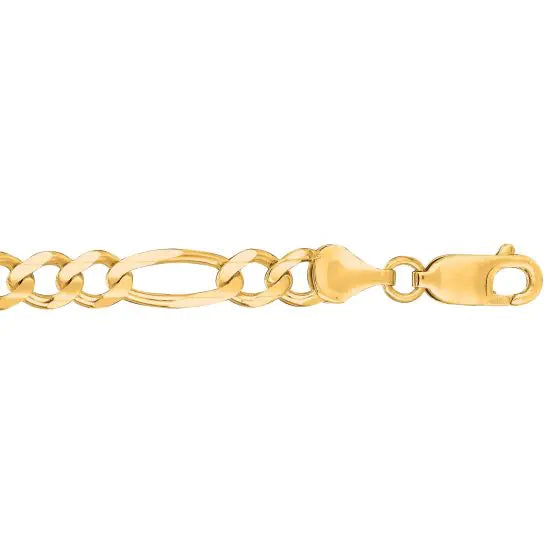 14K Yellow Gold 6mm Figaro Chain with Lobster Lock 8.5 Inch Long