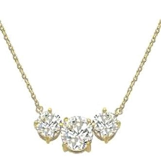 14k Yellow Gold 3 Lab Grown Diamond Necklace 1.54Cts Total Carat Weight