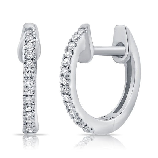 14k White Gold 0.07ct (28) Diamond Huggie Earring