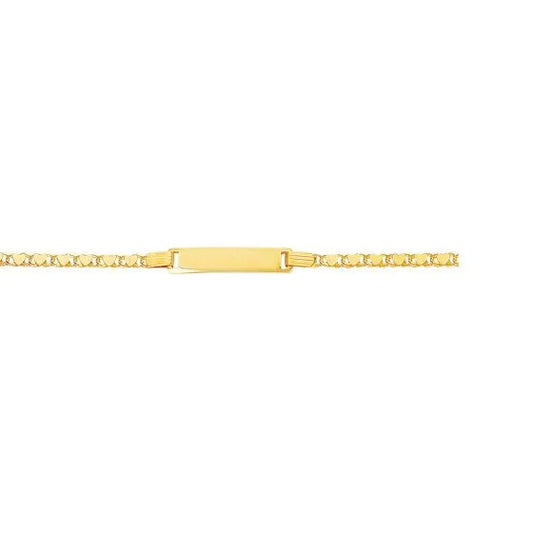 14k Yellow Gold 6" Child ID Bracelet with Hearts