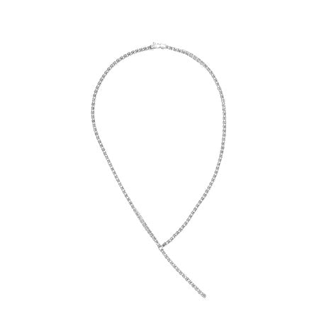 Sterling Silver Rhodium Plated  Y Necklace 16 Inch Long