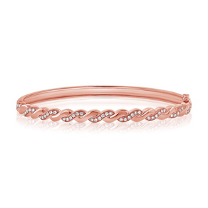 14k Gold 0.43Ct Diamond Bangle Bracelet with 52 Diamonds, available in White, Rose and Yellow Gold