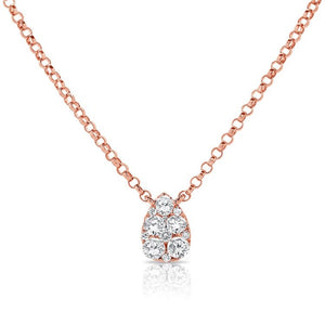 14k Gold 0.22Ct Diamond Pear Drop Necklace with 8 Diamonds, available in White, Rose and Yellow Gold