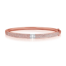 Load image into Gallery viewer, 14k Gold 1.08Ct Diamond Bangle Bracelet with 5 Baguette and 276 Round Diamonds, available in White, Rose and Yellow Gold
