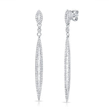 Load image into Gallery viewer, 14k Gold 0.70Ct (61) Baguette diamond, 0.60Ct (180) Round Diamond Earring, available in White, Rose and Yellow Gold
