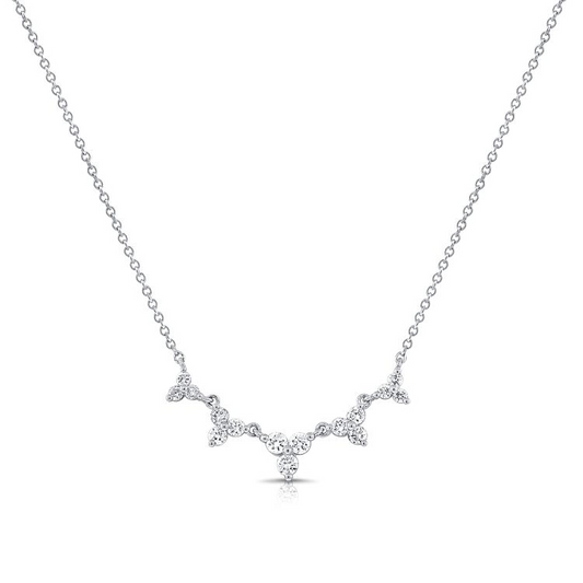 14k White Gold 0.45Ct Diamond Station Necklace with 15 Diamonds