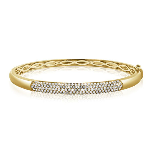 14Kt Yellow Gold 1.41Cts Diamond Bangle Bracelet with 144 Diamonds