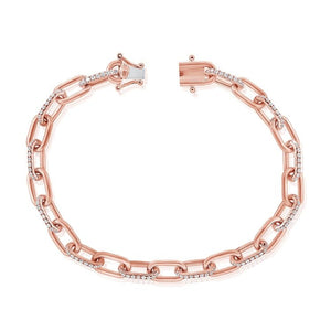 14K Gold 0.70Ct Diamond link Bracelet with 108 Diamonds, available in White, Rose and Yellow Gold