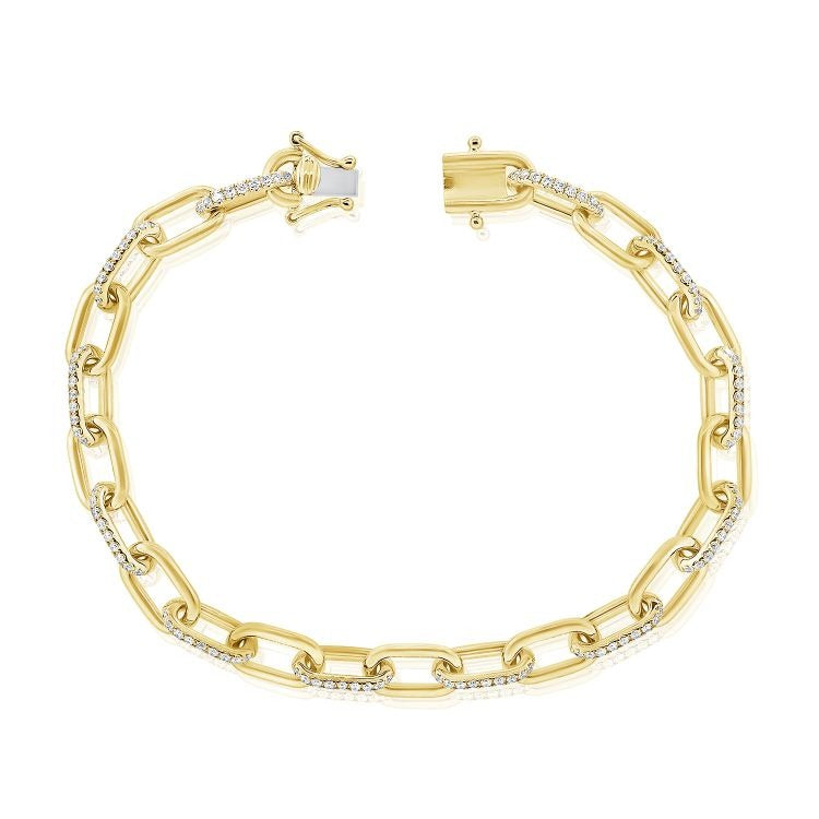 14K Gold 0.70Ct Diamond link Bracelet with 108 Diamonds, available in White, Rose and Yellow Gold