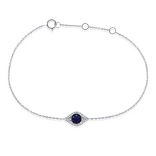 Load image into Gallery viewer, 14k Gold 0.09Ct Sapphire, 0.12Ct Diamond Eye Bracelet, available in White and Yellow Gold
