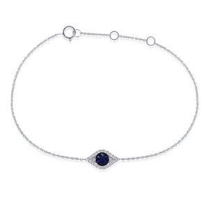 14k Gold 0.09Ct Sapphire, 0.12Ct Diamond Eye Bracelet, available in White and Yellow Gold