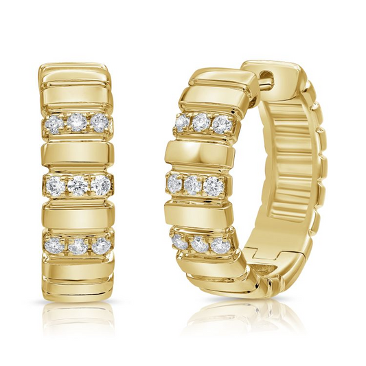 14k Yellow Gold 0.22Ct Diamond Huggie Earring