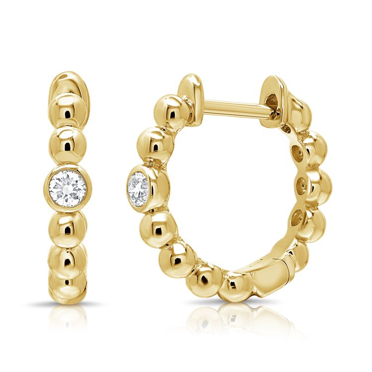 14k Yellow Gold 0.10Ct Diamond Hoop Earring