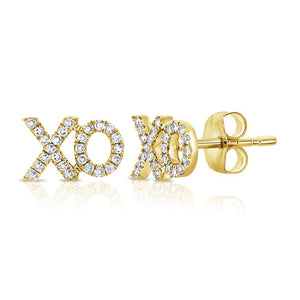 14K Gold 0.12Ct Diamond XO Earring, available in White and Yellow Gold