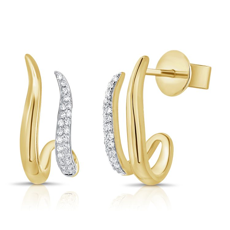 14 Two Tone 0.11Ct Diamond Earring with 48 Diamonds