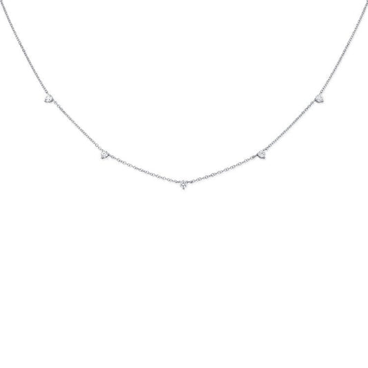 14k White Gold 0.42Ct Diamond 5 Station Necklace