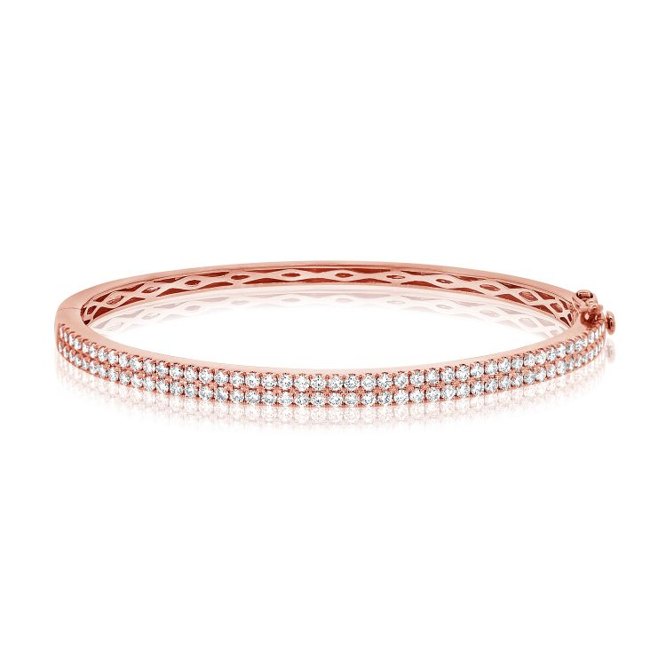 14k Gold 1.80Ct Diamond Bangle Bracelet with 92 Diamonds, available in White, Rose and Yellow Gold