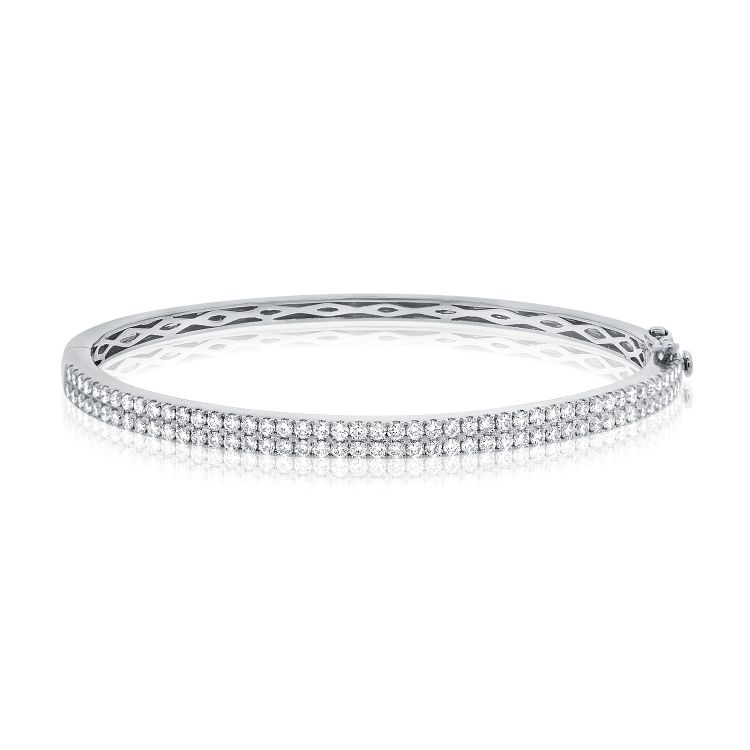 14k Gold 1.80Ct Diamond Bangle Bracelet with 92 Diamonds, available in White, Rose and Yellow Gold