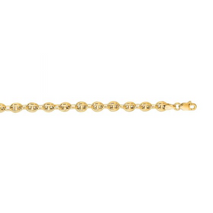 4k Yellow Gold 7" Puffed Mariner Bracelet with a Lobster Claw