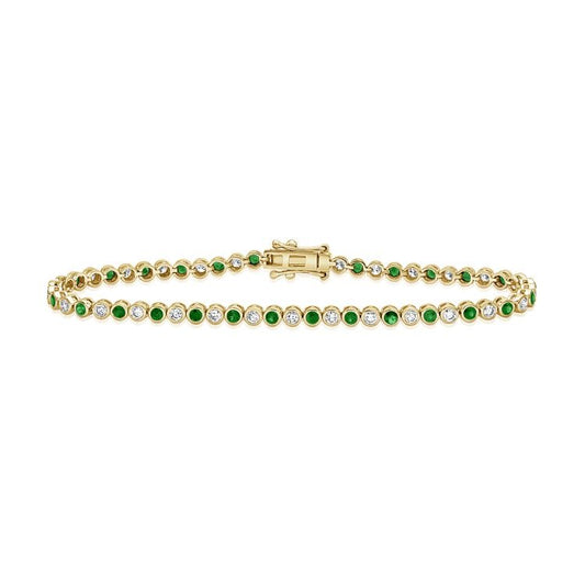 14k Yellow Gold 1.51Ct Emerald, 1.19Ct Diamond Bracelet