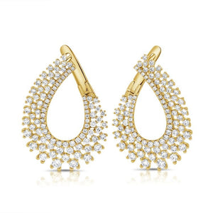 14k Gold 2.90Ct Diamond Pear Shaped 182 Diamonds Earring, available in White, Rose and Yellow Gold