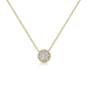 14k Gold 0.38Ct Diamond Cluster Necklace with 31 Diamonds, available in White, Rose and Yellow Gold