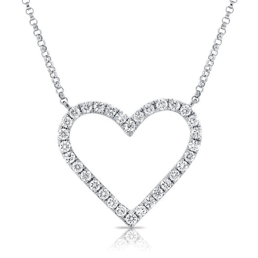 14k White Gold 0.50Ct 32 Diamond Heart Necklace