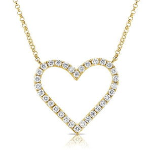 14k Gold 0.51Ct Diamond Open Heart Necklace, available in White, Rose and Yellow Gold