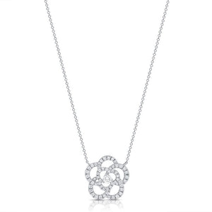 14k Gold 0.84Ct Diamond Floral Necklace with 58 Diamonds, available in White, Rose and Yellow Gold