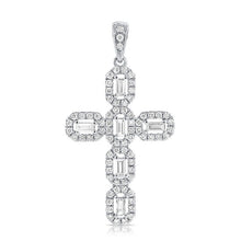 Load image into Gallery viewer, 14K Gold Cross Only, 6 Baguette 0.22Ct Diamond, 75 Round 0.34Ct Diamond, Available in White Rose and Yellow Gold
