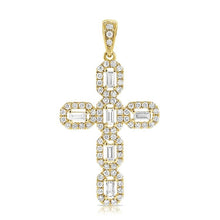 Load image into Gallery viewer, 14K Gold Cross Only, 6 Baguette 0.22Ct Diamond, 75 Round 0.34Ct Diamond, Available in White Rose and Yellow Gold
