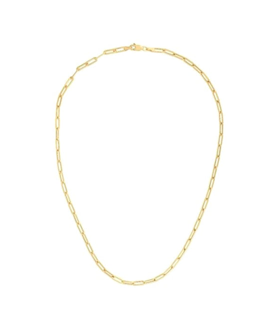 14K Yellow Gold 3.2mm Lite Paperclip Chain with Lobster Lock, 18 Inch Long