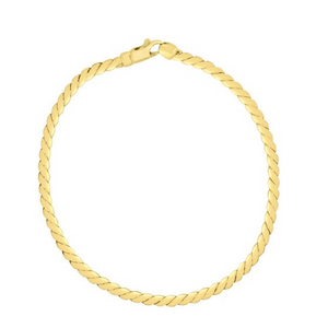 14K Yellow Gold Fancy Twisted Link 7 Inch Bracelet