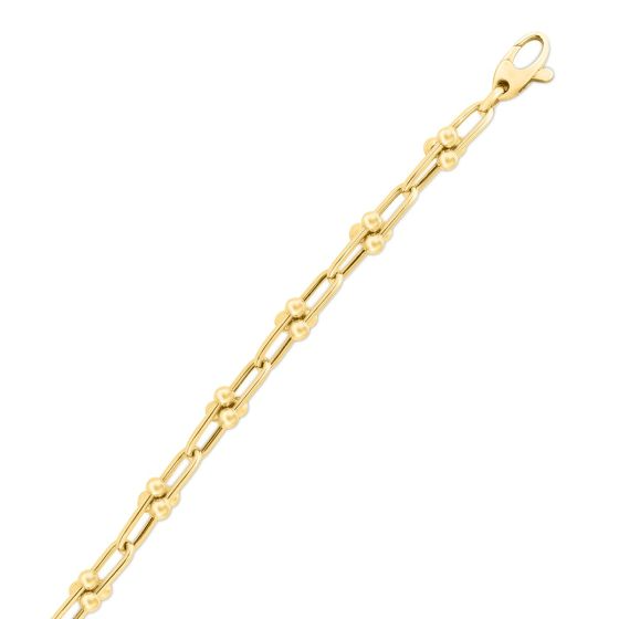 14K Yellow Gold 3mm 6.0 Grams Jax Link Bracelet with Lobster Clasp.