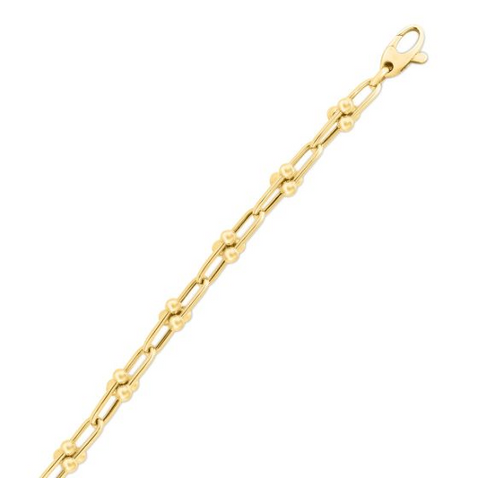 14K Yellow Gold 3mm 6.0 Grams Jax Link Bracelet with Lobster Clasp.