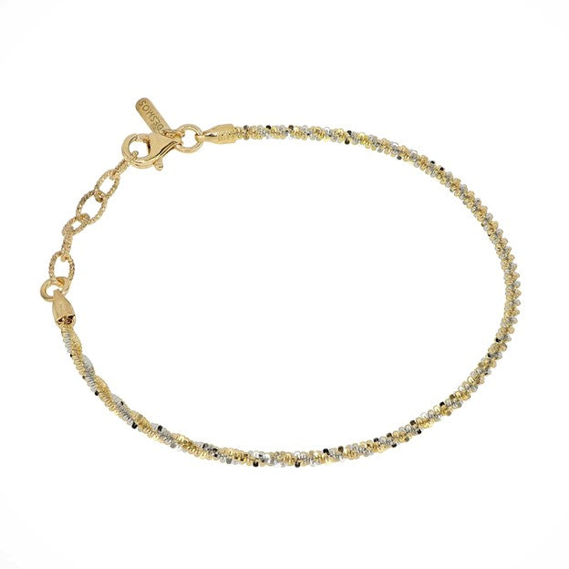 Sterling Silver Rhodium and Gold Plated Bracelet 7.25 Inch Long