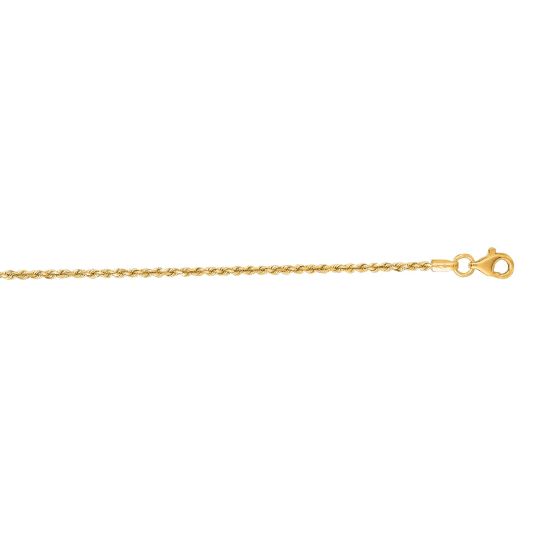 14K Yellow Gold 1.6mm Royal Rope 7-Inch Chain Bracelet with Pear Shaped Lobster Lock