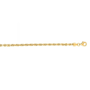 14k Yellow Gold 3MM Diamond Cut Rope Chain, 14.7 Grams, 24Inch Long