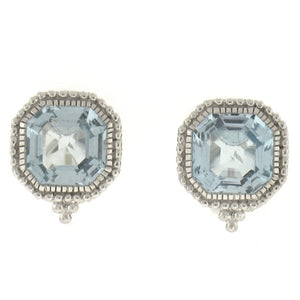 Judith Ripka Sterling Silver "Estate"7.20 Ct Blue Topaz Earring