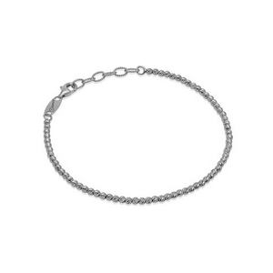 Sterling Silver Rhodium Plated 7.25 Inch Beaded Bracelet