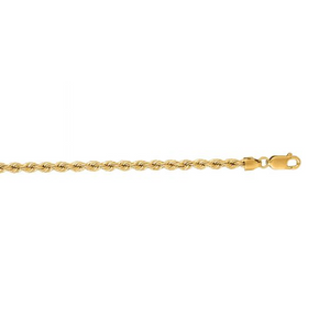 14k Yellow Gold 3mm Rope Chain, 19.3 Grams, 24 Inch Long