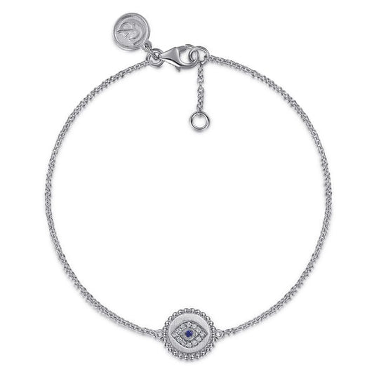 Sterling Silver Diamond And Blue Sapphire Bujukan Mystic Eyes Bracelet