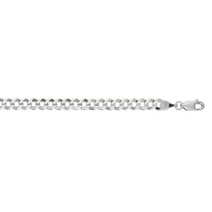 14K White Gold 4.7mm Comfort Curb Chain with Lobster Lock 24 Inch Long