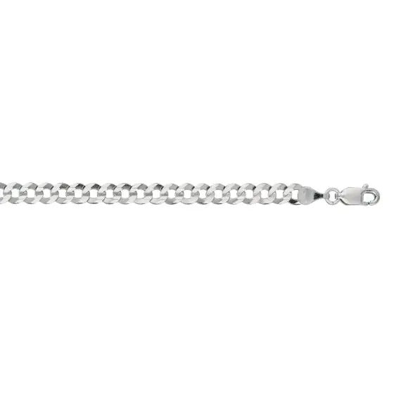 14K White Gold 4.7mm Comfort Curb Chain with Lobster Lock 24 Inch Long