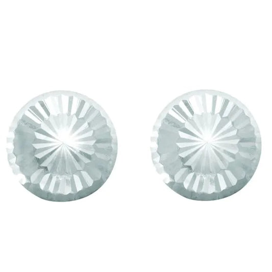 14K White Gold Small 6MM Diamond Cut Burst Post Earring