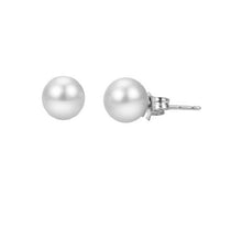 Load image into Gallery viewer, 14k Yellow Gold 4mm Japanese Cultured Pearl Earrings, available in White and Yellow Gold
